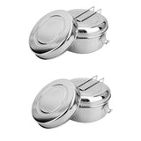 Maxbell 2x Stainless Steel Lunch Bags Round Lunch Box Food Bento Container Small