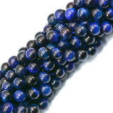 Maxbell 2x8mm Natural Gemstone Blue Tiger Eye Stone Jewelry Making Beads Round 15''