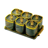 Maxbell Dried Fruit Plate Food Storage Box Wedding Nuts Plate for Home Party Holiday Fruit Green 6 Grids