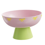 Maxbell Fruit Bowl Kitchen Counter Candy Plate High Footed Multipurpose Serving Tray Pink