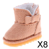 8xFashion Bowknot Snow Boots Shoes for 12'' Blythe Dolls Clothes Light Brown