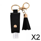 Maxbell 2x30ML Empty Bottle Refillable Hands Sanitizer Keychain Holder Pouch Black