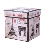 Maxbell Foldable Storage Ottonmans Box Chest Seat Food Stool Eiffel Tower