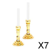 Maxbell 7xPair of 1:12 Dollhouse Miniature Candlesticks White Candles