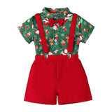 Maxbell Gentleman Outfits with Bow Tie Christmas Outfits for Kids Children Festivals Short Sleeve Clip