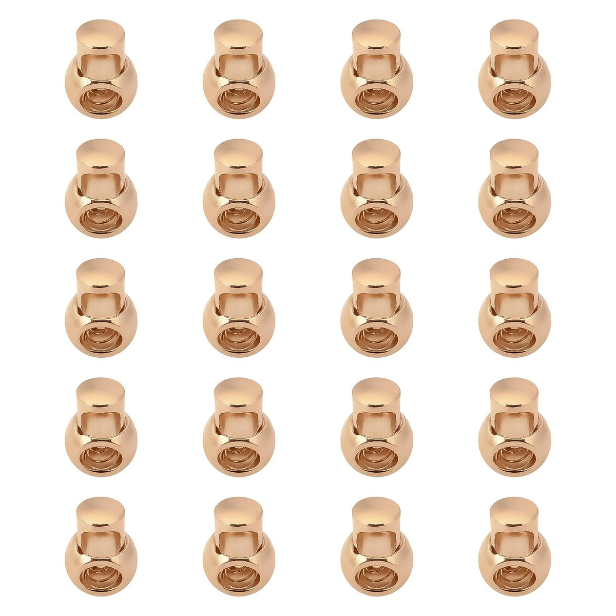 Maxbell 20 Pieces Metal Cord Locks Wear Resistance Drawstring Luggage Spring Stopper Gold