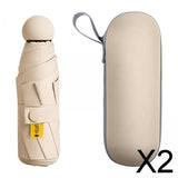 Maxbell 2xSun Umbrella for Purse Sun Protection Mini Folding Umbrella Compact Umbrella Beige with Case