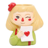 Maxbell 4 pcs Cute Cartoon Girl Style Succulent Plant Pot for Home Garden Decoration