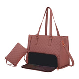 Maxbell Womens Tote Bag Quilted Lunch Box Laptop Bag for Collage Office Casual Brown