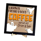 Maxbell Halloween Desk Sign Art Plaque Sign Coffee Bar Decor for Home Office Cabinet Style D