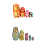 Maxbell 10x Hand Painted Wooden Nesting Dolls Animal Russian Dolls