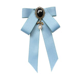 Maxbell Maxbell Ribbon Bow Brooch Pre Tied Bowknot Neck Tie Brooch Pin for Shirt Wedding DIY Sky Blue