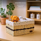 Maxbell 3-Piece Woven Storage Basket Set, handmade Grass & Fabric Organizer Bins, speckled-pattern Lining, Decorative Home Storage for Living Room, Bedroom, and Desktop, earth tones Natural Medium