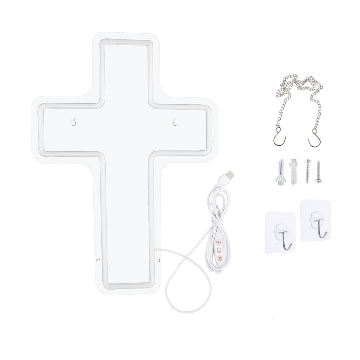 Maxbell Cross Neon Sign Cold Light Hanging Neon Light for Christmas Festivals Easter 41x30CM