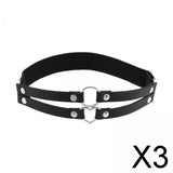 Maxbell 3xElastic Leg Garter Belt Fashion Gifts Ladies Punk for Birthday Party Cosplay Black