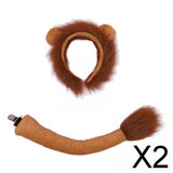 Maxbell 2xLion Tail Ears Plush Costume Set Fancy Dress Jungle for Show Carnival Stage