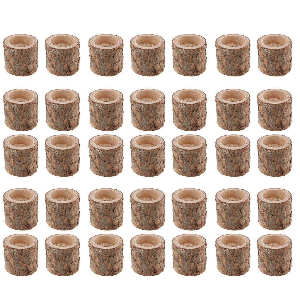 35pcs Natural Tree Stump Wooden Candle Holder Tea Light Candlelight 5cm