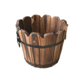 Maxbell Wood Barrel Planter Rustic Gift Flower Holder for Entryway Plants Home Decor