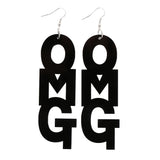 Maxbell Cool Acrylic Large OMG Letters Dangle Drop Earring Hip Hop Accessory-Black - Aladdin Shoppers