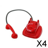 Maxbell 4x1/12 Dollhouse Retro Rotary Telephone Phone Dollhouse Decoration Accessories Red
