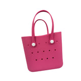 Womens Beach Hole Bag Large Capacity EVA Handbag for Summer Sports Groceries rose red