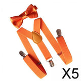 Maxbell 5xMens Suspenders with Bow Tie Y Back Braces for Formal Wear Halloween Cosplay Orange
