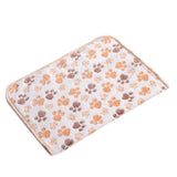 Maxbell Maxbell Warm Beige Cartoon Paw Print Cushion for Puppy Fleece Soft Blanket Bed Mat-L