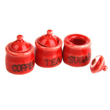 Maxbell 1/12 Ceramic Dollhouse Miniature Storage Jars Decoration 1 Set Red