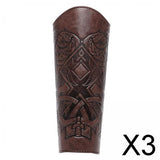 Maxbell 3xMedieval Bracers Adult PU Leather Gauntlet Wristband for Cosplay Accessories Coffee Color 1pcs