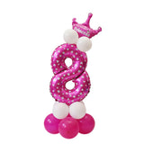 Numbers 6 and 8 Crown Balloons Column Set Happy Birthday Arch Garland Pink