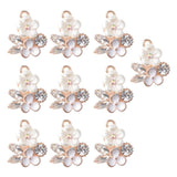 10 Pieces Crystal Rhinestones Pearl Flower Buttons Decoration Charms Embellishments Craft Button Flatback for Clothes, Bags, Shoes DIY Jewelry Making - Aladdin Shoppers
