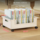 Maxbell Large Capacity Rolling Storage Bin, Multi-Functional Book Organizer with casters, Under Desk Book Storage Box, Student Classroom & Home Use Plastic Shelf, Mobile Compartment storage container Cream Single Layer U