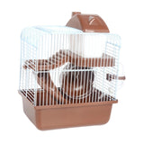 Maxbell 2 Tier Hamster Cage Portable Small Animal Cage for Hedgehog Rats Guinea Pigs Brown