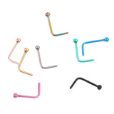 Maxbell 8 Pieces Stainless Steel L Shaped Nose Stud Rings Bar Body Piercing Ball 1 - Aladdin Shoppers