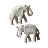Maxbell 2Pcs Wooden Elephant Statues Home Decor Figurines for Entrance Hotel Bedroom