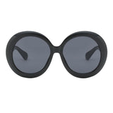 Futuristic Oversize Round Sunglasses Black frame Gray lens