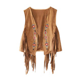 Maxbell 70S Hippie Suede Fringe Jacket Home Cowgirl Western Outfit Women Fringe Vest Brown