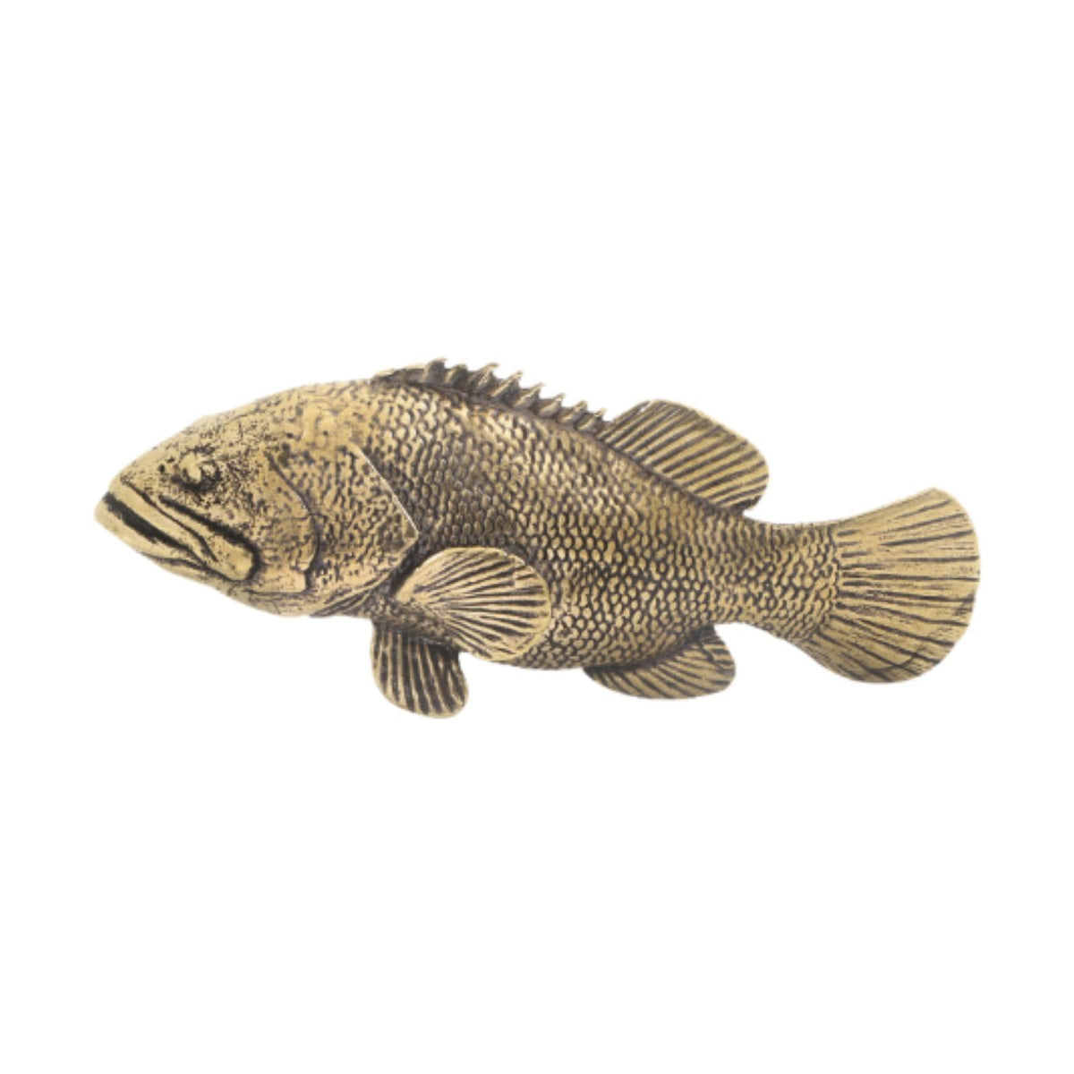Maxbell Brass Grouper Fish Figurine Tea Pet Animals Figurine for Home Office Desktop