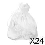 Maxbell 24xSatin Pearl Rhinestone Wedding Bridal Dolly Bag Handbag Ivory 21x22cm