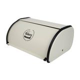 Maxbell Metal Bread Box Kitchen Counter Roll Top Bread Bin for Home Entrance Cookies White