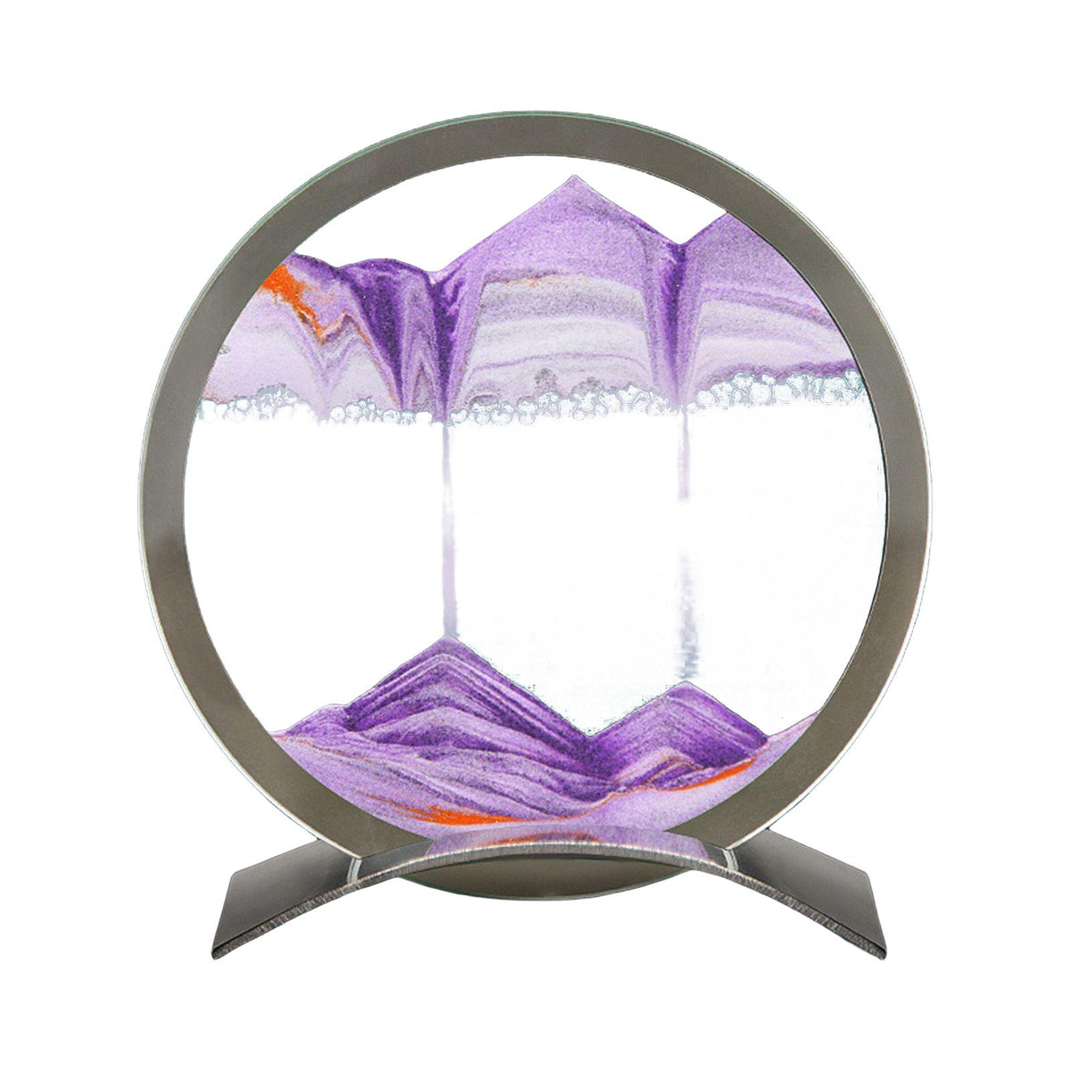 Moving Sands Art Picture Round Glass Hourglass Flowing Sand Frame Violet