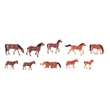 10Pcs 1/87 HO Scale Horses Model Painted Animal Figure for Miniature Models