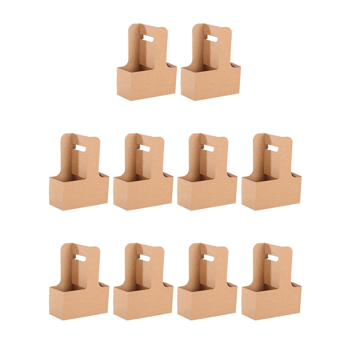 Maxbell 10 Pieces Drink Carrier with Handle Foldable for Bubble Tea Juice Milkshakes Brown