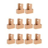 Maxbell 10 Pieces Drink Carrier with Handle Foldable for Bubble Tea Juice Milkshakes Brown