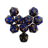 Maxbell 10Pcs Polyhedral Dices D20 Gaming Dices for KTV Role Playing Game Board Game Dark Blue