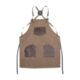 Canvas Apron with Pockets Hair Stylist Apron for Kitchen Crafts Hairdressing brown