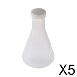 Maxbell 5x250ml Plastic Transparent Laboratory Conical Flask Container Bottle with Cap