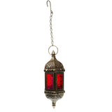 Maxbell 2x Iron Chain Hanging Glass Candlestick Candle Holder Lantern Lamp Brown