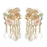Maxbell Antique Style Hair Clips Hairpins Pearl Beads Tassel Hair Accessories Golden