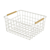 Maxbell Iron Storage Basket Multipurpose Metal Storage Bin for Cabinets Home Bedroom White 28x17.5x12cm
